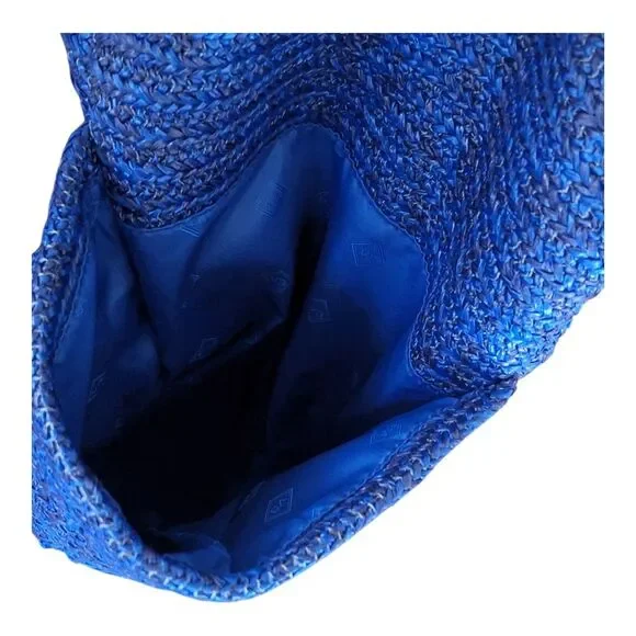 Vera Bradley Large Bag North South Straw Tote Blue Lyst Beach Bag Embroidered - Picture 12 of 15